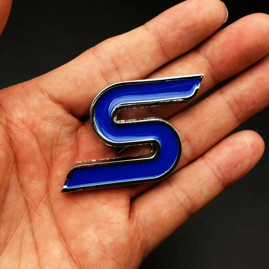 

3D Metal Blue S Car Trunk Rear Emblem Badge Decal Sticker V6 AWD Sport