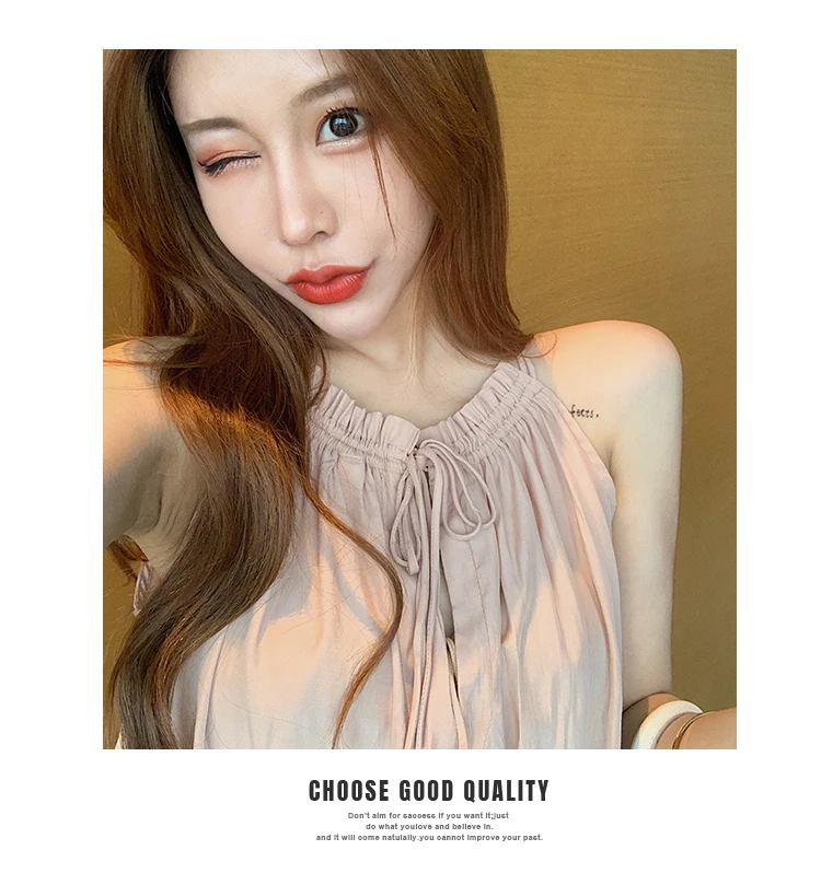 Size S-2XL Women Halter Neck Loose Soft Camis Tops Female Off-shoulder Sexy Laced Casual Solid Tees Tanks Tops Camisole Woman