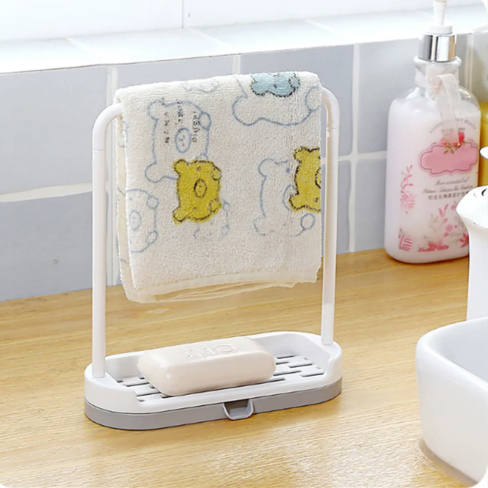 

Plastic Storage Shelf Kitchen Sponge Scouring Cloth Hanging Organizer Holder Bathroom Utensil Soap Towel Box Rag Storage rack