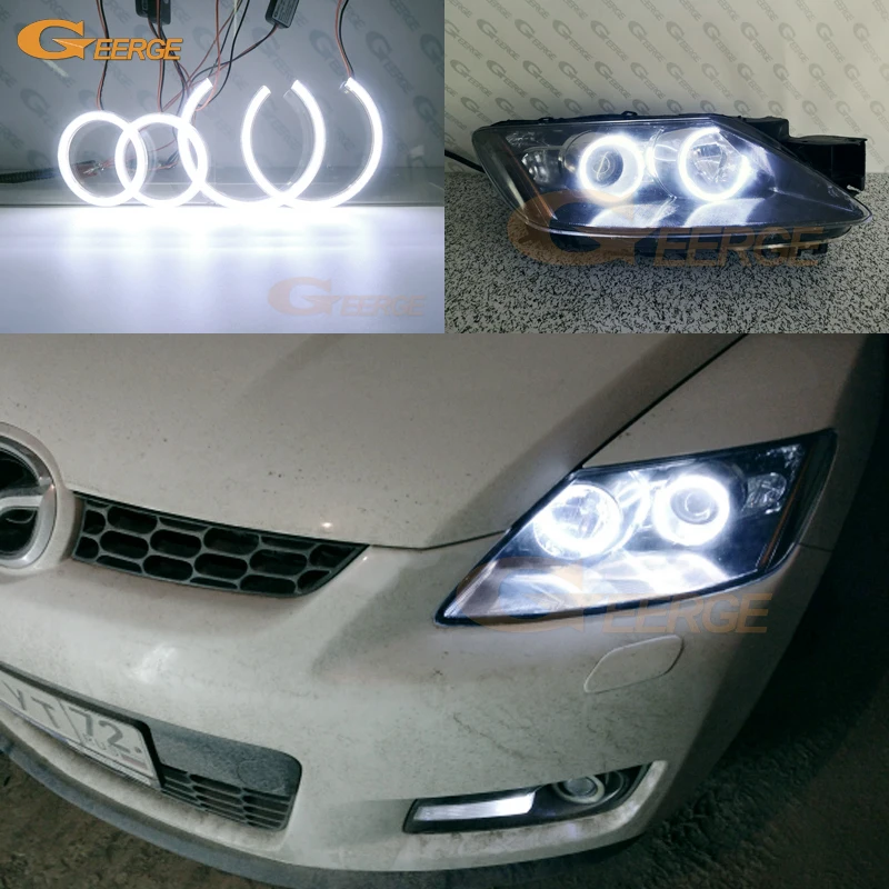 For Mazda cx7 cx 7 CX-7 2006 2007 2008 2009 2010 2011 2012 Excellent Ultra bright COB led angel eyes halo rings DRL Day Light | Автомобили