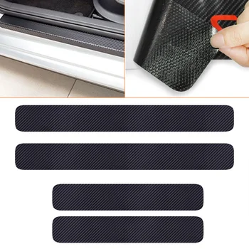 

4 Set Car Door Sill Scuff Welcome Pedal Protect Carbon-Fiber Sticker High-garde