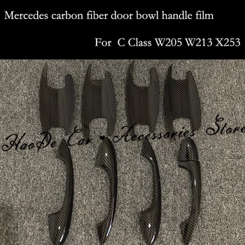 

For Mercedes Benz C Class W205 W213 X253 W222 GLC C180 C200 C250 C300 W177 Carbon Fiber Auto Door Handle Trim Covers Car styling