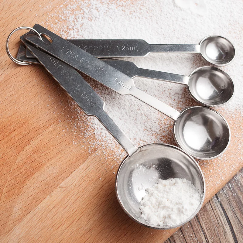 201 Stainless Steel Measuring Spoon Kitchen Bakery Measuring Tool Bar Measuring Milk Powder Salt Measuring Spoon Set Measuring F