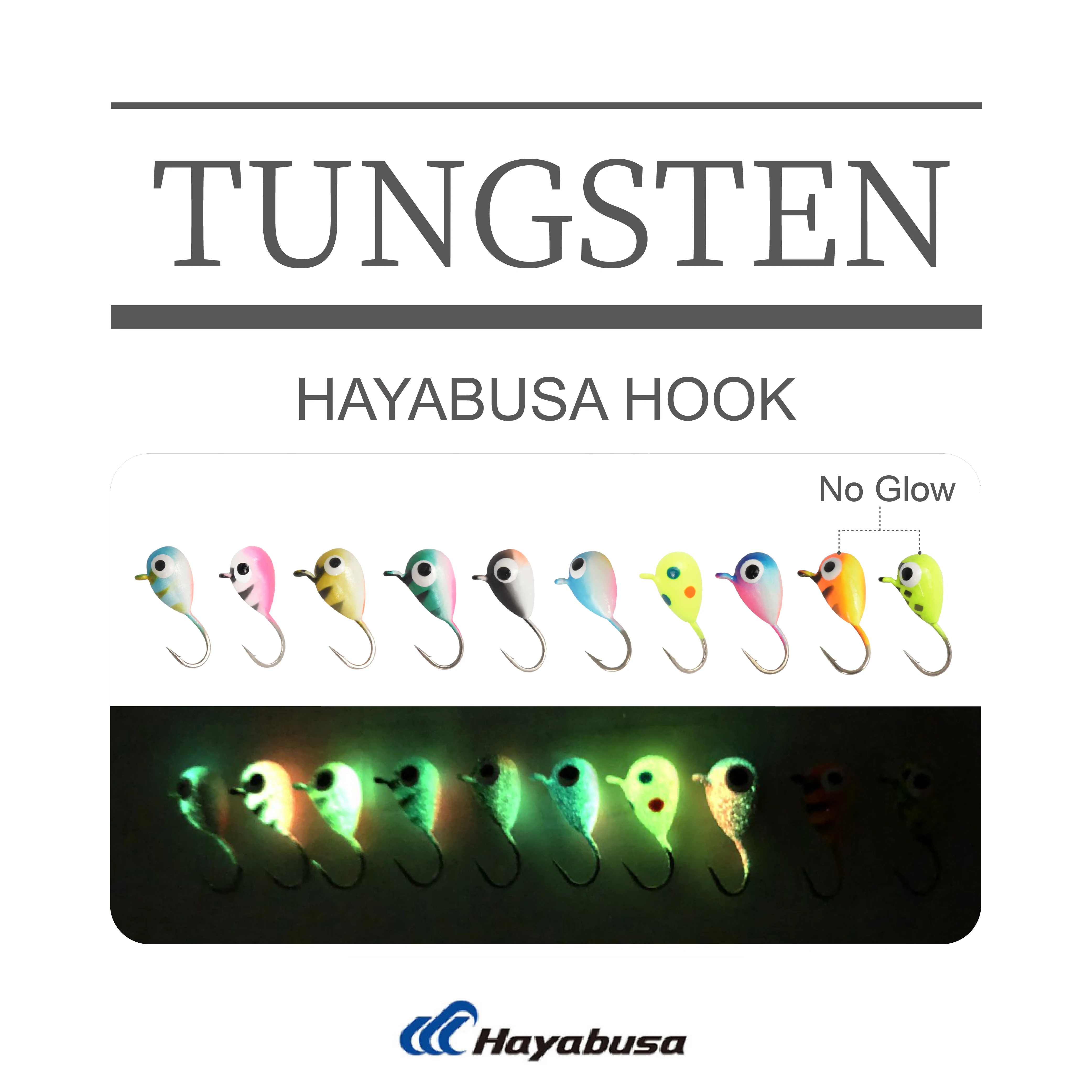 MUUNN 10pc 0.5g-1.85g Multicolor Glow Tungsten Ice Fishing Jig Head,3.2mm/4mm/5mm,Hayabusa Hook Winter Ice Fishing Bait