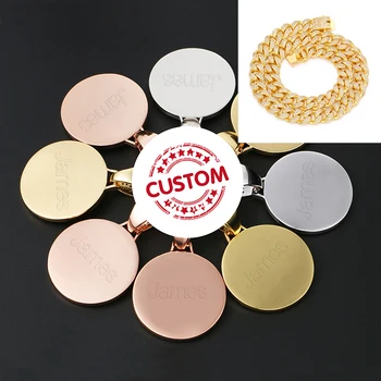 

Custom Round Custom Made Photo Medallions Pendant Necklace 12mm Iced Out Cuban Chain Cubic Zircon Men's Hip Hop Jewelry
