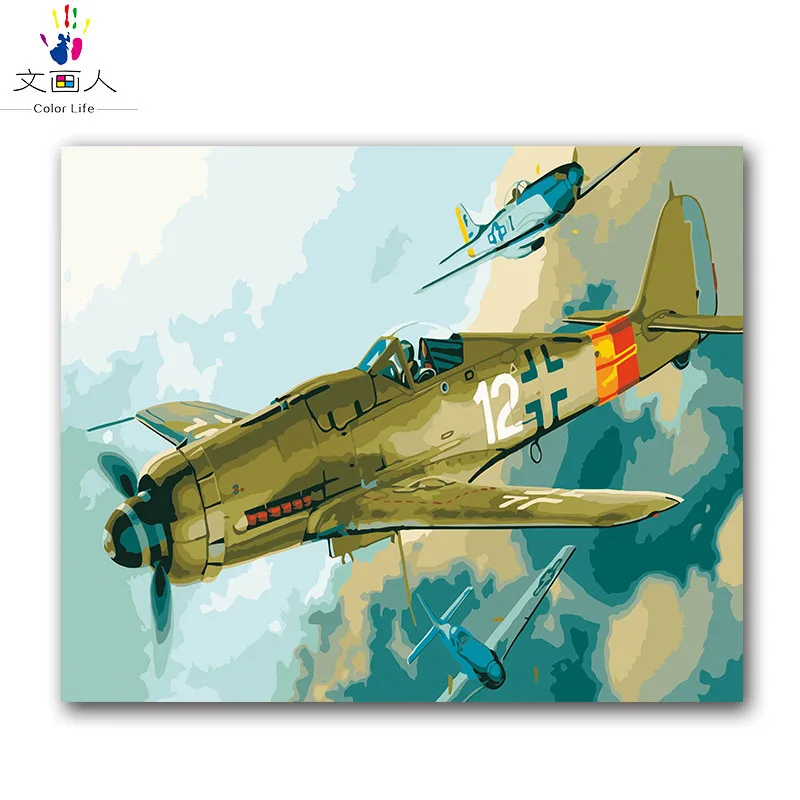 

Military type aircraft oil painting package digital oil painting coloring by numbers on canvas draw with kits as gift to friend