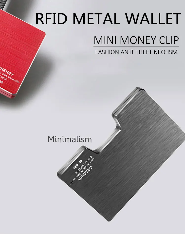 DIENQI Rfid металлический мини кредитный держатель для карт мужской черный Бизнес id визитница RFID Анти-Вор Металлический Стальной кошелек минималистичный банкнот