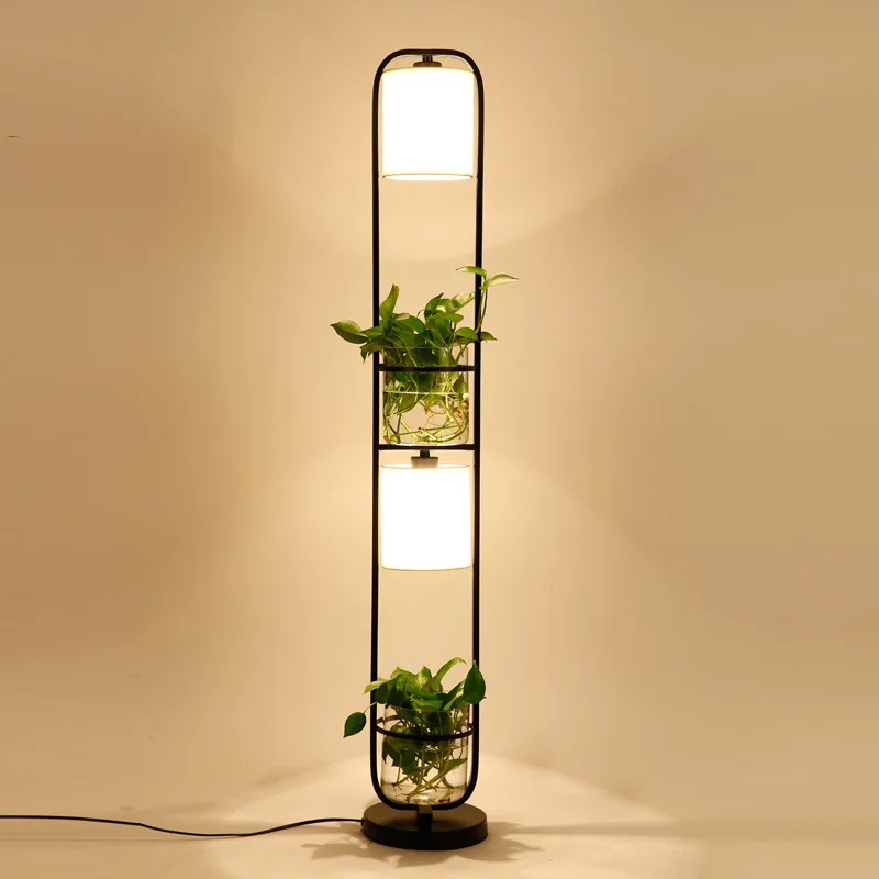 

Botany Floor Lamp Northern Europe A Living Room Bedroom Office Personality Cloth Cover Glass Flowers And Plants Floor Lamp