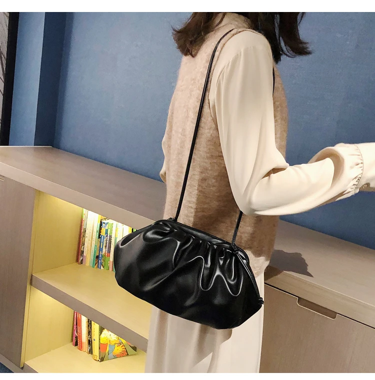 Роскошная дизайнерская Новая женская сумка-клатч в форме облака, плиссированная сумка-мессенджер на плечо, маленькая милая женская сумка через плечо