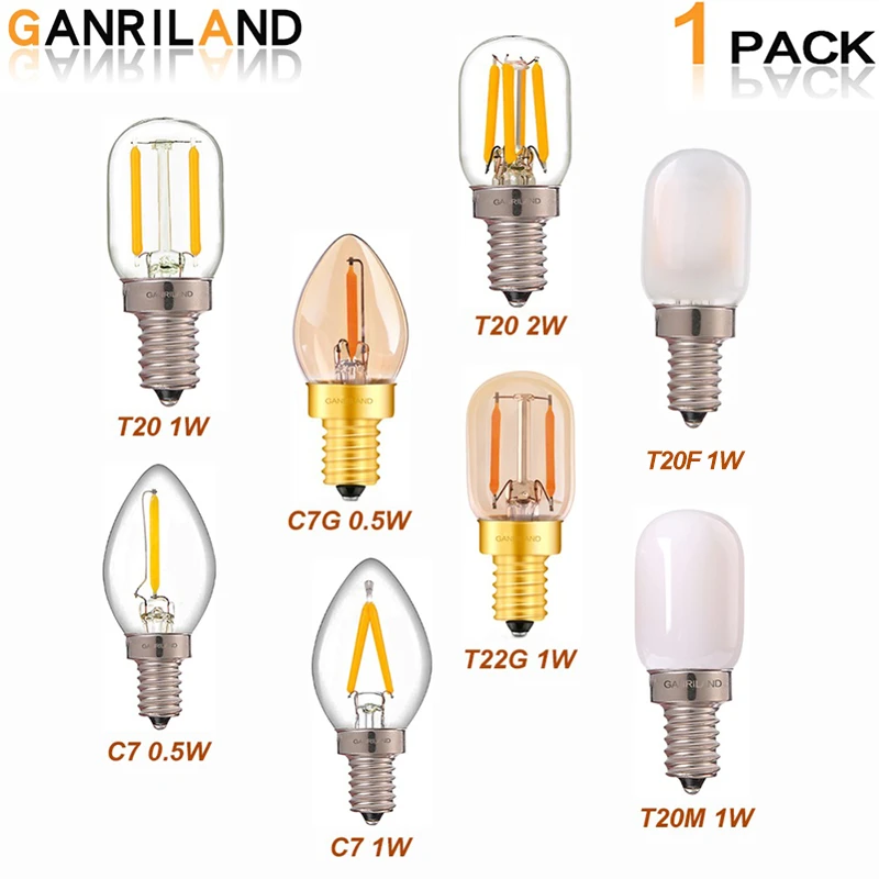 GANRILAND E14 Led Dimbare Lamp E12 E14 220 V 0.5 W 1 W W LED Lamp LED Filament Night licht Kroonluchter LED C7 T20 T22|led filament|edison lede12 e14 -