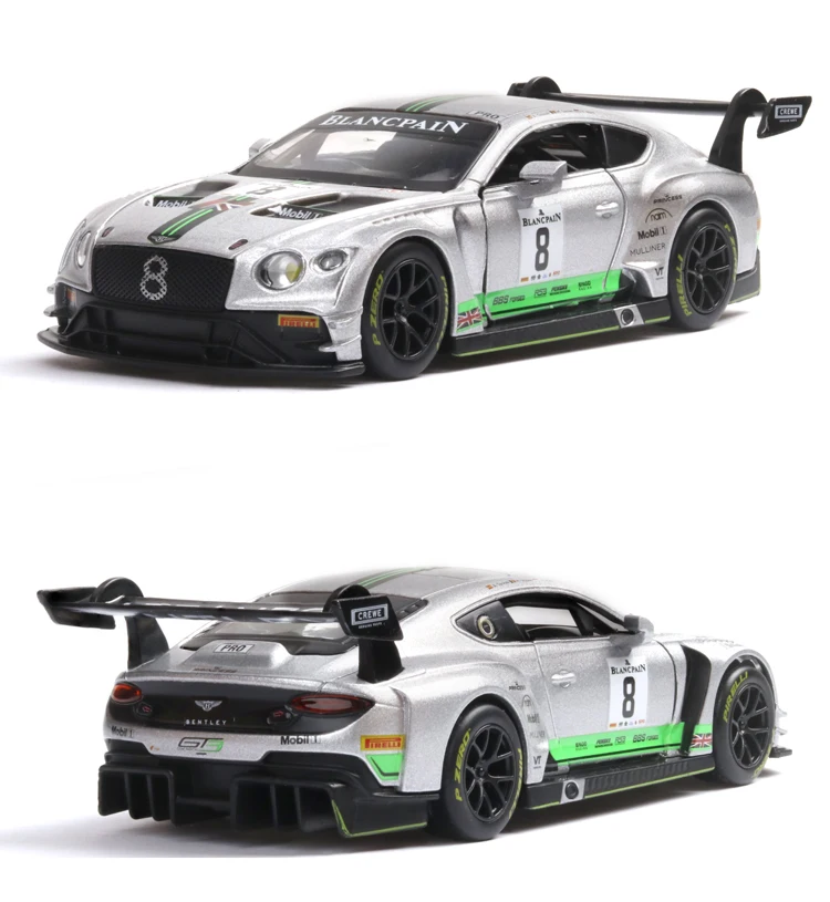Популярный 1:32 Bentley Континентальный GT3 звуковой свет супер гоночный автомобиль детские игрушки модель из цинкового сплава звук и свет оттяните назад