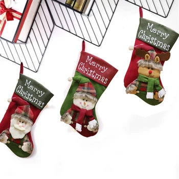 

Xmas Stock Cloth Fireplace Christmas Stocking Candy Bag Home Decor Shop Party Ornaments Hanging Market