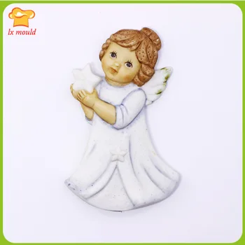 

New Christmas Little Angel Silicone Fudge Mold Cake DIY Biscuit Fondant Baking Tools-Hand Hold Star Angel