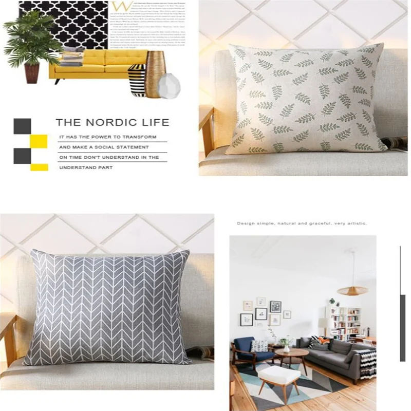 Customized Pillow DIY Printed Flannel Linen Cushion Pillow Stripe Lattice Square Home Decoration