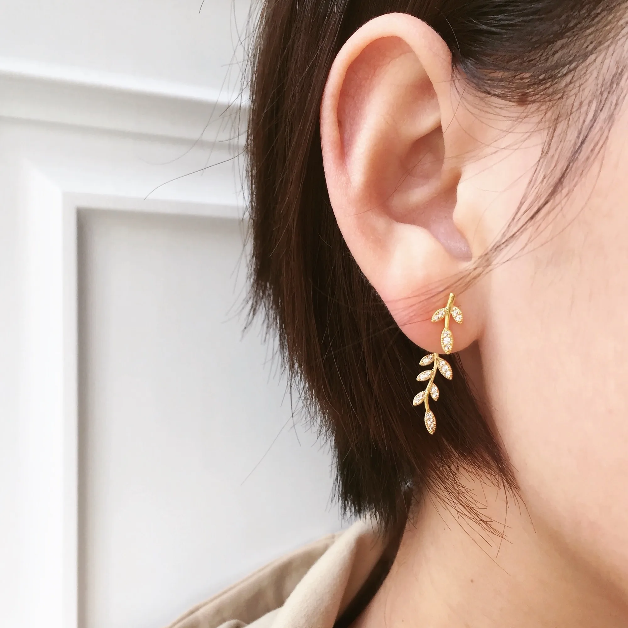 Fashion Delicate Leaf Stud Earrings Zircon for Women Girls Korean Small 2020 Gold Mini Earings Jewelry | Украшения и аксессуары