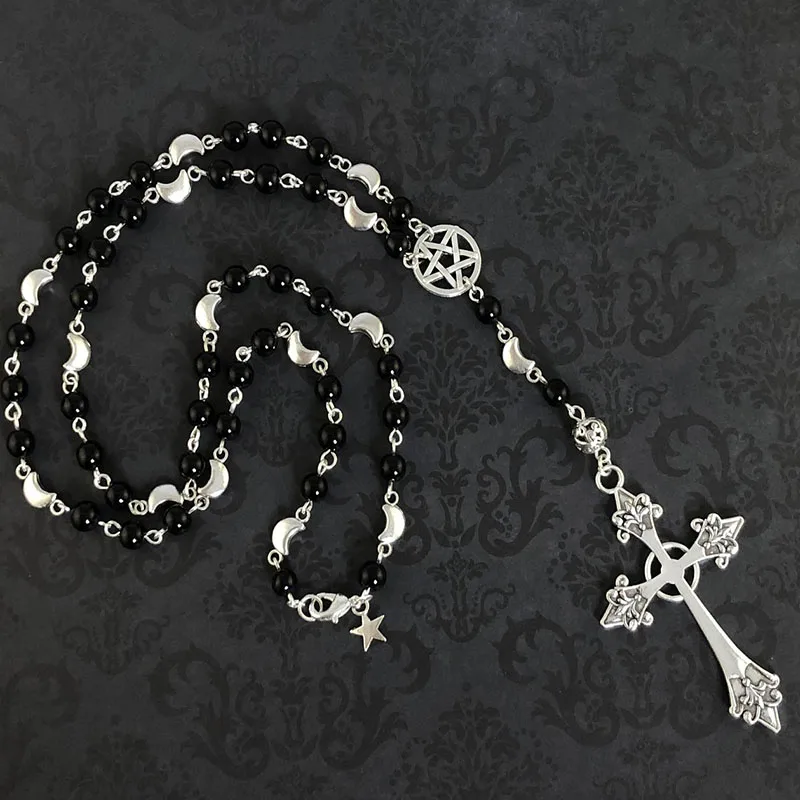 Vampire Bat Rosary - Occult vamp goth ankh beads bat gothic vampire vampiric Ankh necklace - Image 2