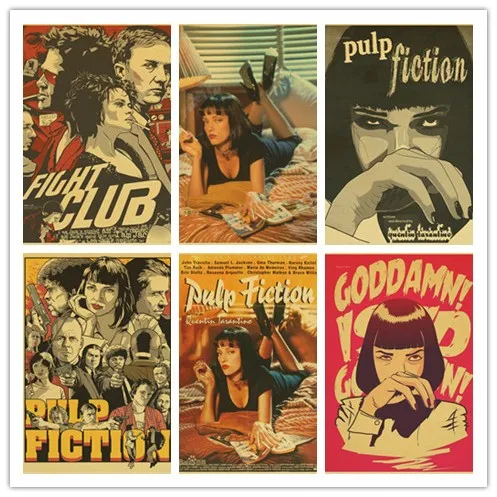 

Quentin Tarantino Direct Uma Thurman Movie Pulp Fiction Vintage Paper Poster Wall Painting Home Decoration