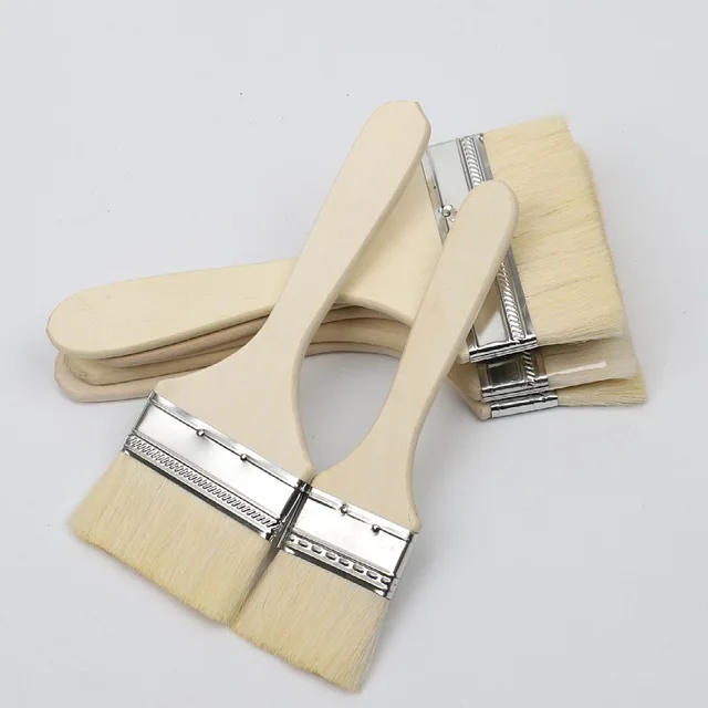 1 Db Élelmiszer -Minőségű Hőálló Barbecue Kefeolaj -Krém Bbq Gyapjúkefe Kemping Sütés Sütőverek Tészta Főző Szerszámok Fa Fogantyú