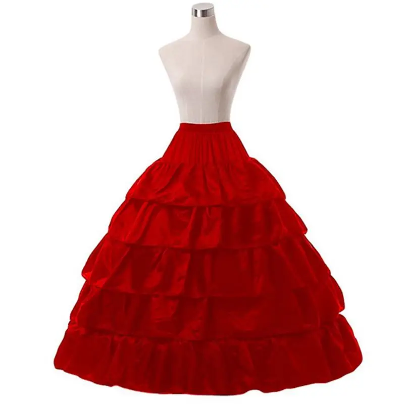 5-ти слойной в виде листка лотоса юбка Свадебное платье юбка-американка в стиле "Лолита" шнурок регулируется Высокая талия длинная сорочка - Цвет: Красный