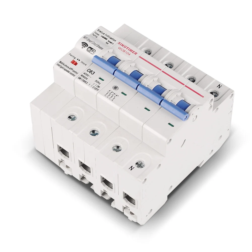 Stroomonderbreker wifi zekeringsautomaat 63A schakelaar wifi timer stroommeter onderspanningsbeveiliging overbelastingsbeveiliging herinschakelbeveiliging tuya APP afstandsbediening 4P