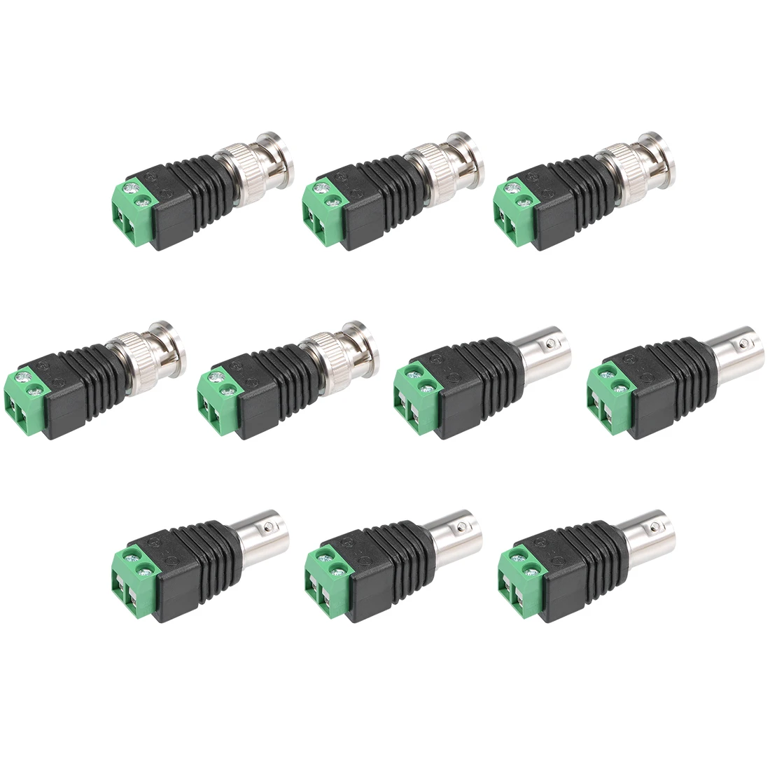 

uxcell 10Pcs Cat5 to Coaxial Camera CCTV BNC Male/Female Jack Connector Screw Terminal Adapter