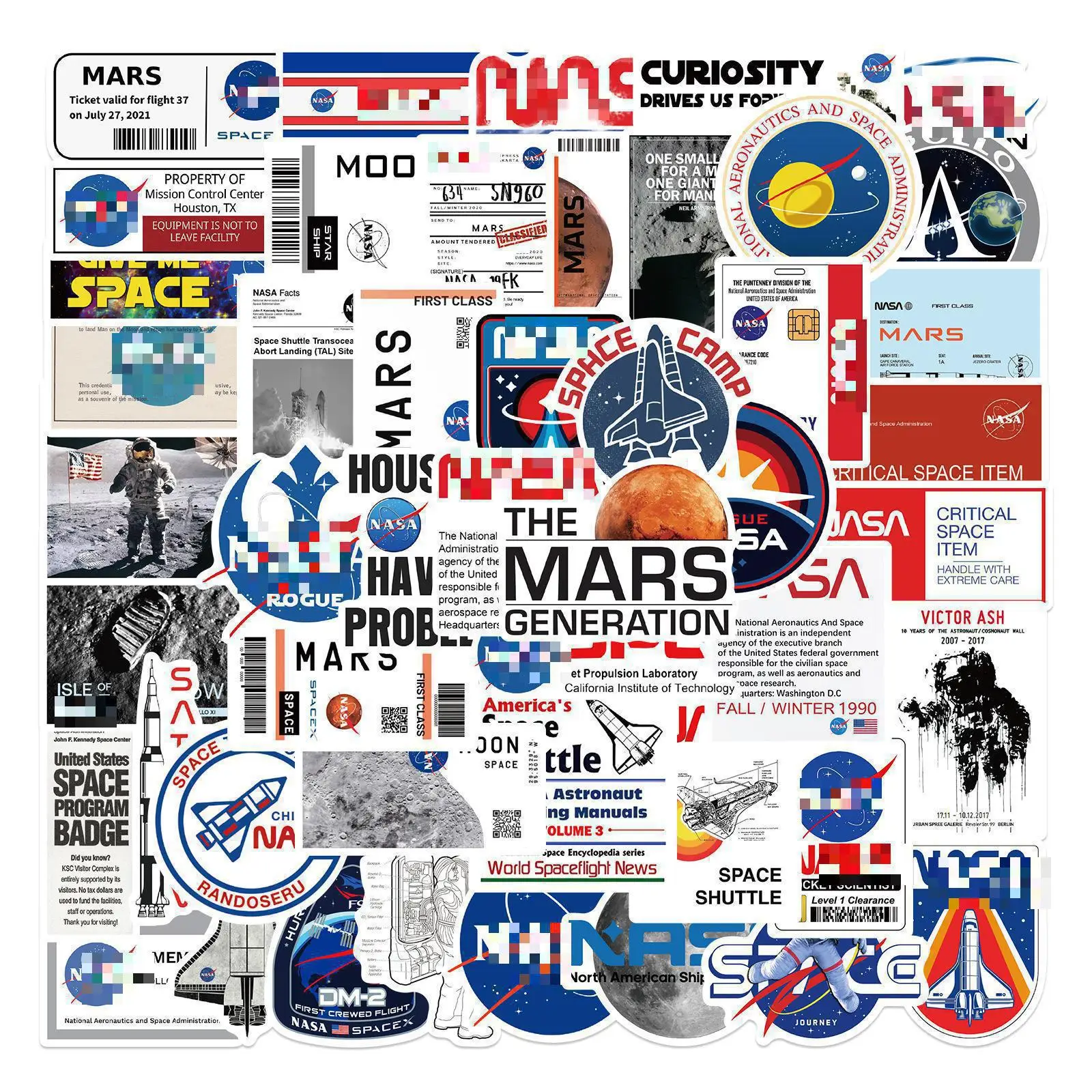 

10/30/50pcs Cartoon Space Agency Astronaut Skateboard Travel Suitcase Phone Laptop Luggage Stickers Diy Kids Girl Toys