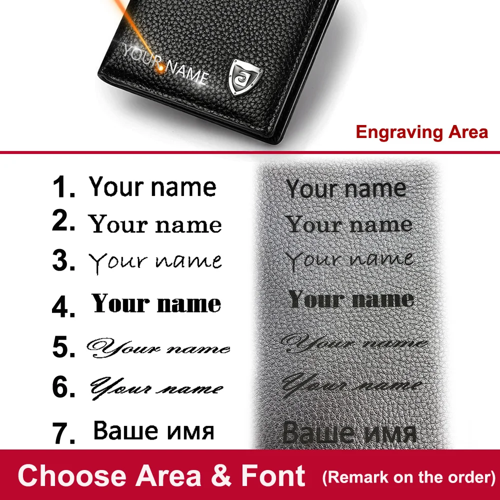 2024 Men Wallets Thin Name Engraving Genuine Leather MINI Men Purse ID Card Holder Classic High Quality Men Wallets 6