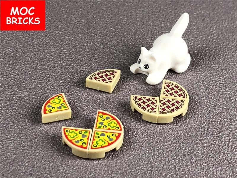 

10pcs/lot MOC Bricks Tile, Round 1 x 1 Quarter with Pizza Slice Lattice Pie Pattern Building Blocks DIY Toys kids gifts