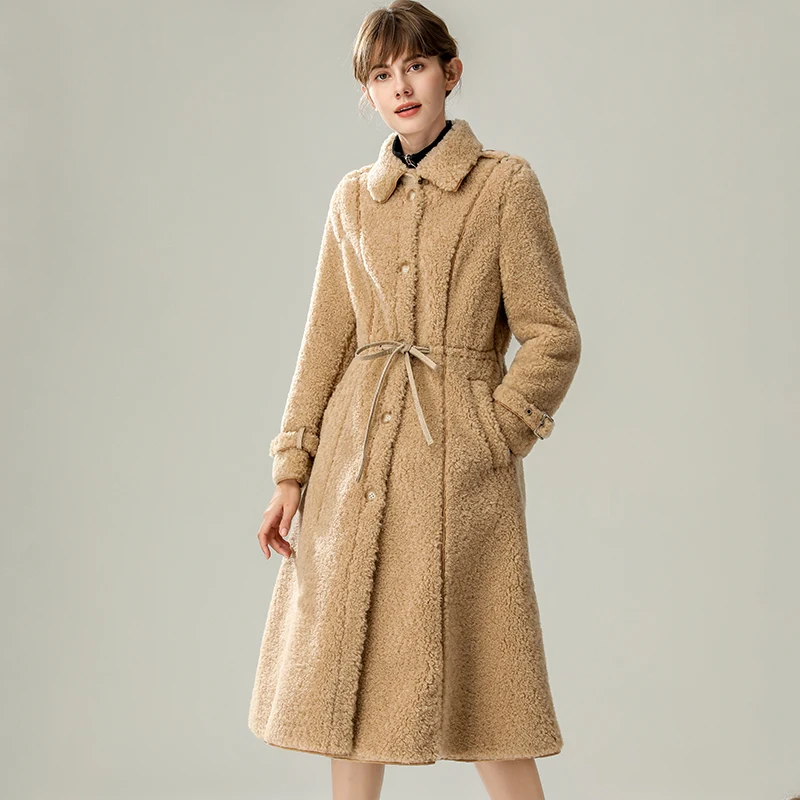 

Real Fur Coat Female Vintage Long Sheep Shearing Jacket Women Clothes 2020 Korean Warm 100% Wool Coat Elegant Tops Hiver 18211
