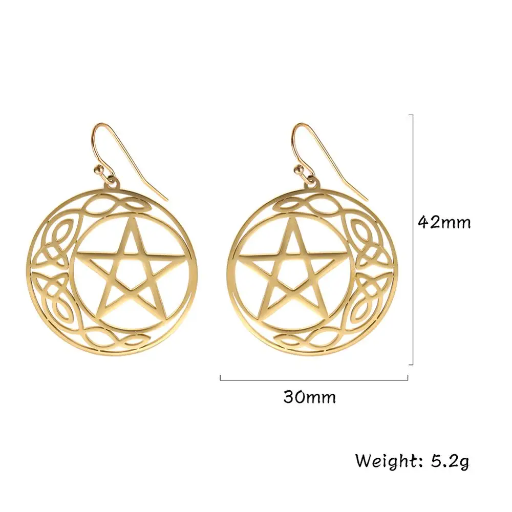 Style1-Gold Моя форма 316L нержавеющая сталь готические большие серьги обруч ирландский амулет с узелком Свадебные пентаграммы свисающие этнические ювелирные изделия-талисманы подарок - Окраска металла: Style1-Gold