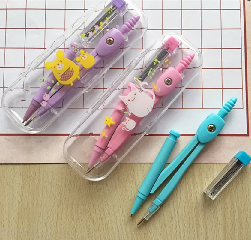 

1PC School Drawing Compass Cute girl's stationery student drawing compasso geometry set a math Geometry Tools drafting tools