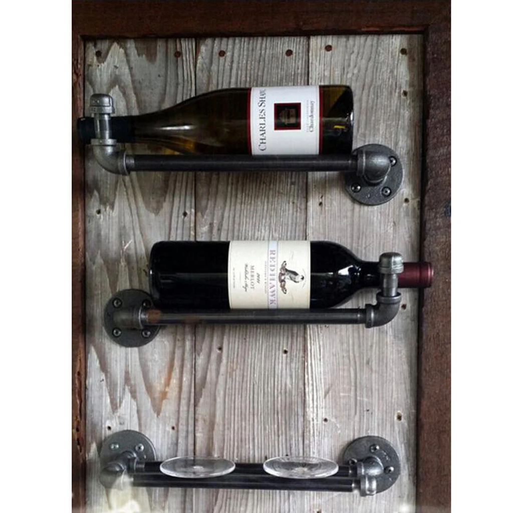 INDUSTRIAL WINE RACK Wall Pipe Table Countertop-Holds 1 Standard Bottle Wall-Mounted Wine Racks, Table Rack PICK
