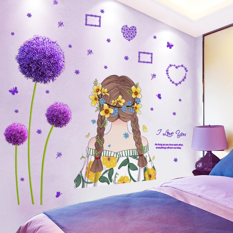 Creative Unicornio Estrellas Pegatinas De Pared Para Niñas Habitación Flores de pared Calcomanías S&K 