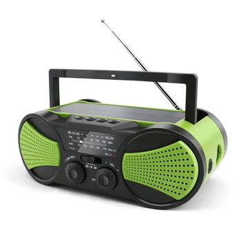 

Music Player Power Bank Camping Outdoor Emergency Travel Hand Crank Digital LED Flashlight Solar Powered Weather Radio Portable