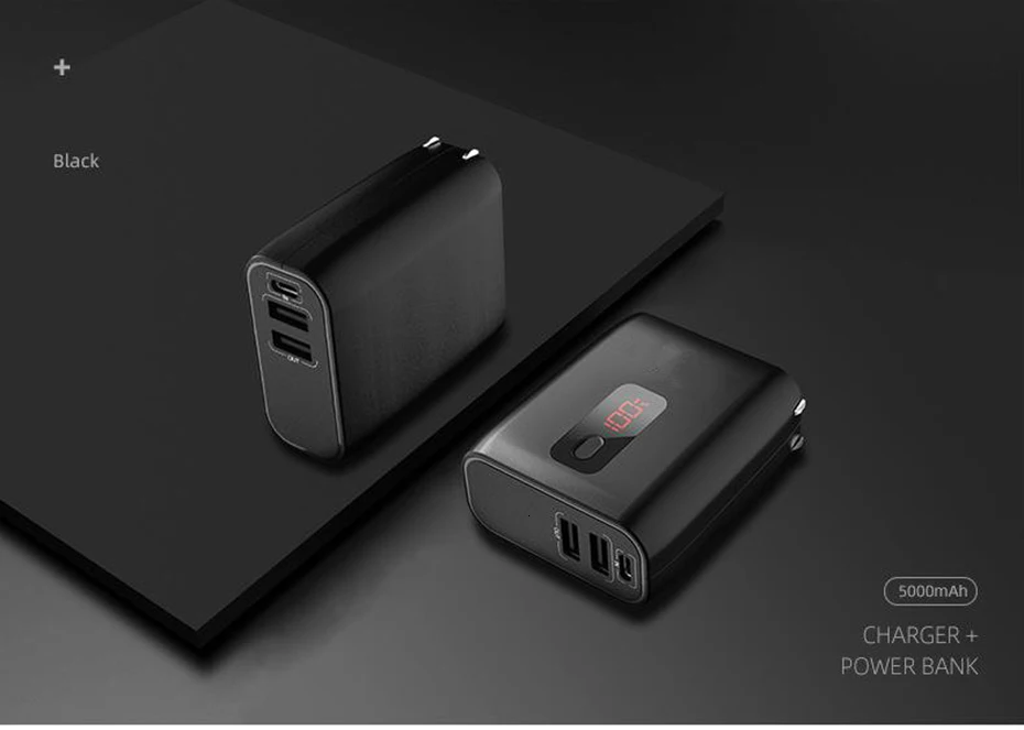 Vogek Складная заглушка 2 в 1 USB зарядное устройство power Bank для iPhone samsung Tablet Dual USB светодиодный внешний аккумулятор