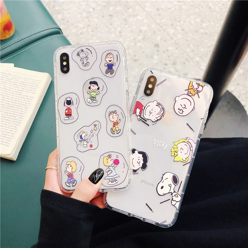 

Charlie Brown family cute silicone soft phone cases for iphone xr x xs max transparent air cushion cover for iphone 6 s 8 7 PLUS