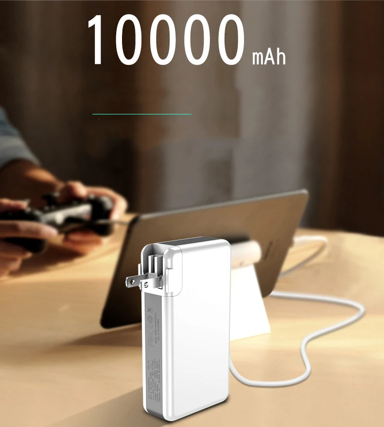 10000 мАч, Дополнительный внешний аккумулятор, беспроводное QC3.0 зарядное устройство, быстрая зарядка, внешний аккумулятор для мобильного телефона, зарядное устройство для samsung iPhone 8, повербанк с вилкой