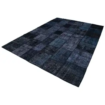 

255x352 Cm Black Handmade Patchwork Rug-8x12 Ft