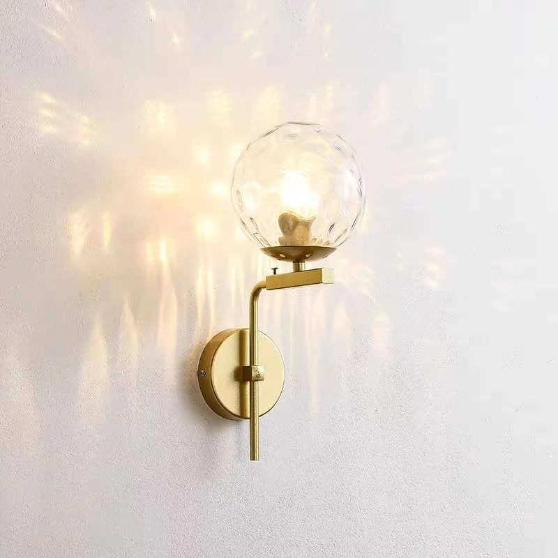 

Modern Led Wall Lamp Iron Night Reading Beside Lamp Home Stairs Vintage Loft Sconce Wall Lights Glass Ball Gold Black E27