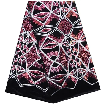 

Latest Nigerian Velvet Lace Fabric With Sequins 2020 African Lace Fabric Soft Stretch Velvet Lace For Christmas Wedding Dress