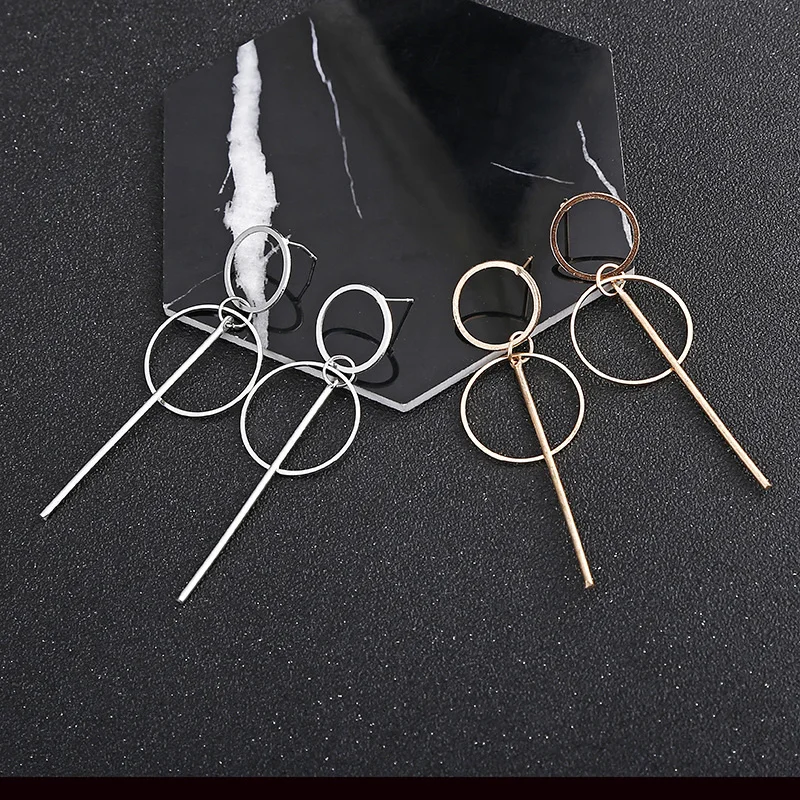 Новые золотые серьги с металлическими кисточками для женщин длинный круг кулон серьги, ювелирные изделия эффектные геометрические Vorbellen voor vrouwen