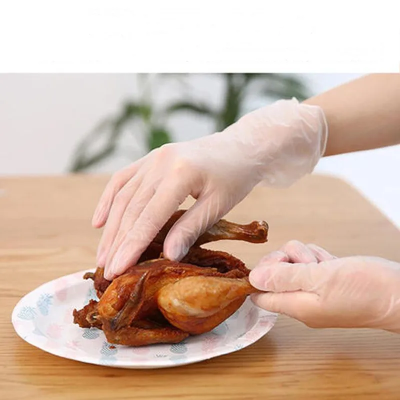 

50/100 Pcs PVC Disposable Gloves Transparent Non-Slip Acid and Alkali Laboratory Vinyl Gloves Food Safety for Home Cleaning