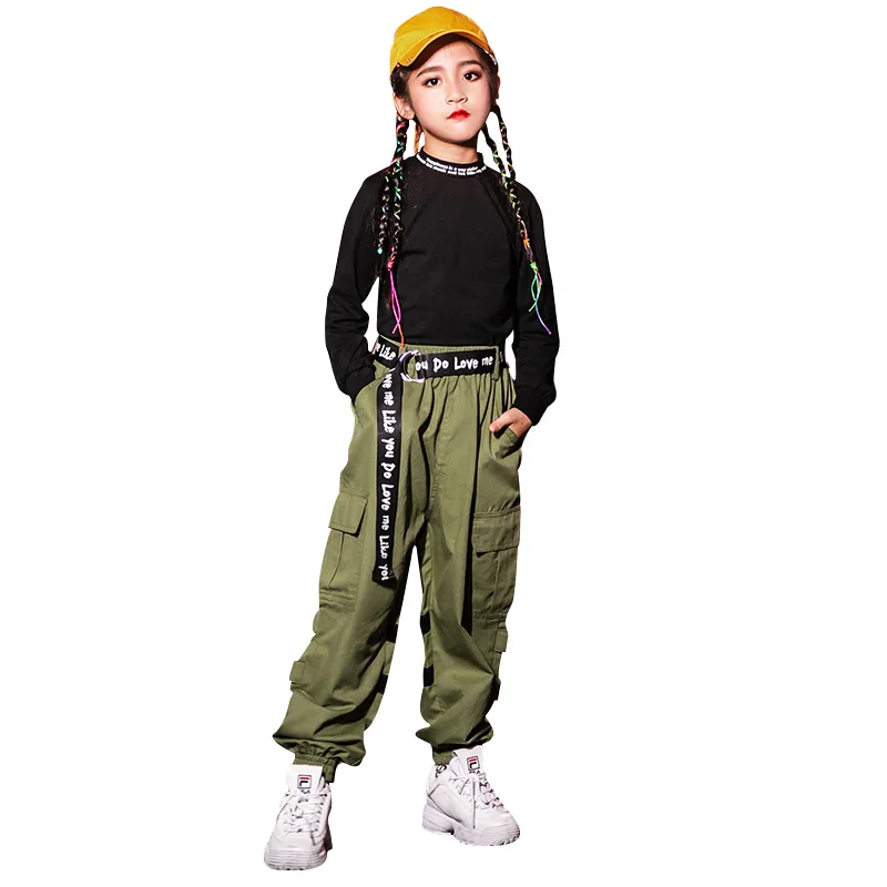 Hip Hop Kids Dance Costume Suit Hip Hop Crop Top Pants Children's Jazz Dance Costume School Stage Performance Street Wear VDB960
