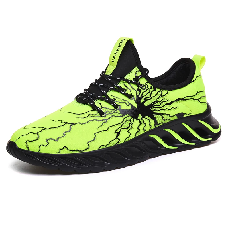 Мужские сетчатые легкие кроссовки, дышащие удобные кроссовки, уличная спортивная обувь, размер 45, 46, zapatillas hombre - Цвет: Green