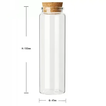 

12PCS 47*150mm 200ml Food Storage Glass Jars Sealed Canister Container with Lid Loose Tea Salt Sugar Coffee Bean Preservation