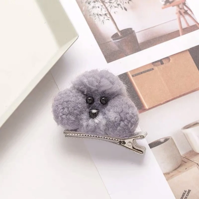 hairpin dog grey М мизм милые Мультяшные животные резинки для волос 3D плюшевая собака кролик ободок с кроличьими ушами для детей девочки заколка для волос аксессуары для волос - Цвет: hairpin dog grey