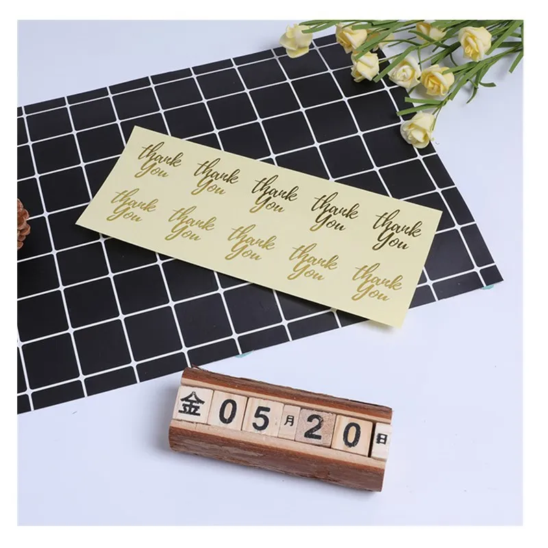 100Pcs 10Sheets Retro Gilding Gold Heart Thank You Handmade Cake Packaging Sealing Label Kraft Sticker Baking DIY Gift Stickers