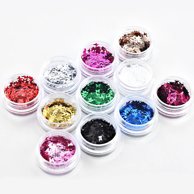 

1 Box Holographic Butterfly Shape Nail Glitter Flakes Sparkly 3D Colorful Sequins Spangles Polish Manicure Nails Art Decoration