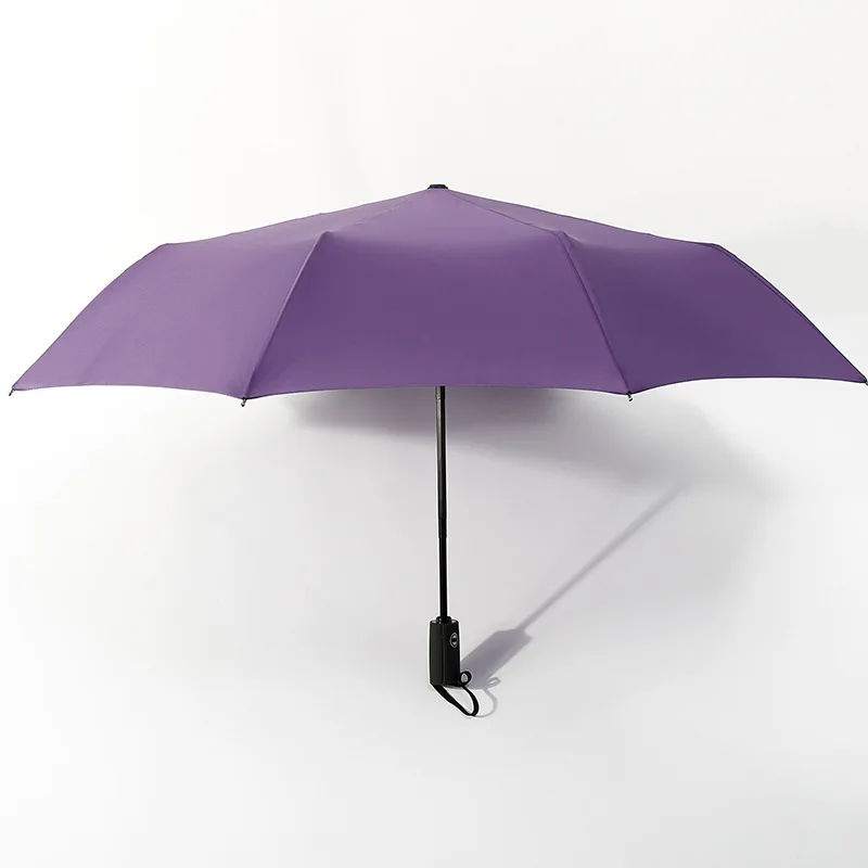 104cm Fully-automatic 10 Bones 3 Folding Fully Automatic Umbrella Plain Color Men Business Folding Umbrella Windproof Umbrella - Цвет: Фиолетовый