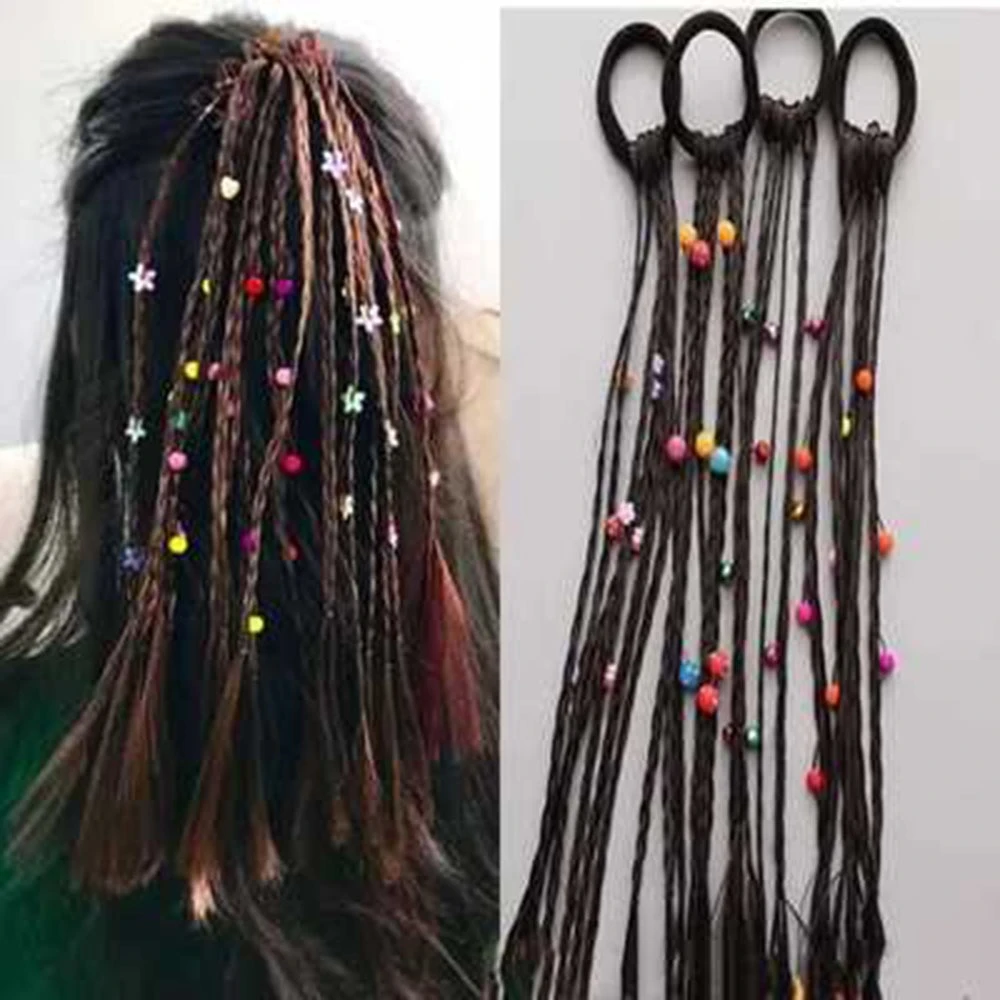 1 шт детский Парик Косы многоцветные для жгута, косички веревка мини-зажим Детские эластичные ленты для волос девушка милые аксессуары для волос Веревка для волос